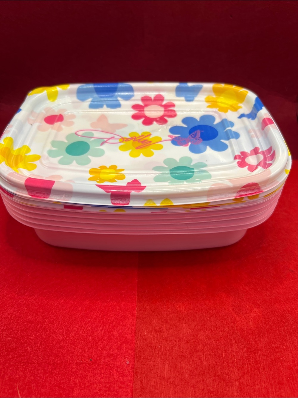 Dolly Parton Floral Print Plastic Food Storage Container - White